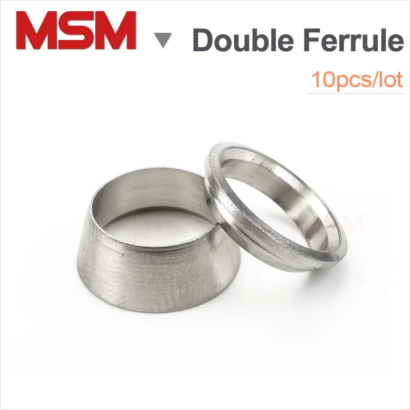 10 PCS Stainless Steel Double Ferrule For Compression Union Connector 3/4/6/8/10/12/14/16/18/20/22mm Compression Sleeve Ferrule