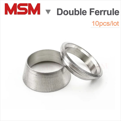 10 PCS Stainless Steel Double Ferrule For Compression Union Connector 3/4/6/8/10/12/14/16/18/20/22mm Compression Sleeve Ferrule