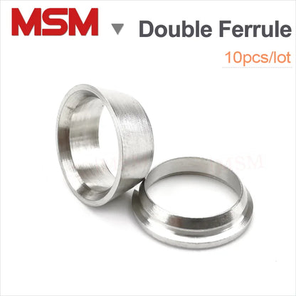10 PCS Stainless Steel Double Ferrule For Compression Union Connector 3/4/6/8/10/12/14/16/18/20/22mm Compression Sleeve Ferrule