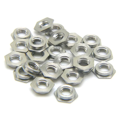 100 Pcs Stainless Steel Flush Nuts M2 M2.5 M3 M4 M5 M6 Pressure Inserted Hex Flat Nut Riveted Self-clinching Nut
