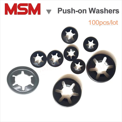100PCS 65Mn Push-on Locking Washers With Edge Flanging  M5 M6 M8 M12 Speed Clips Internal Tooth Spring Washers Starlock Nut