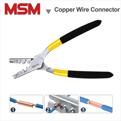 100PCS Copper Wire Joint Connecting Tube GT0.5/1/1.5/2.5/4/6/10/16/25/35mm2 Cable Terminal Joint Sleeve Pipe Connector And Plier