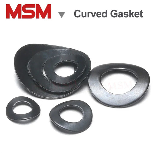100Pcs 65Mn Black GB860 Curved Spring Washers M3 M4 M5 M6 M8 M10 Curved Gaskets Wave Shape Elastic Spring Washers Motor Use