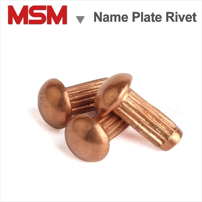 100Pcs Red Copper Name Plate Rivet Solid With Knurled Shank Label Plat ...
