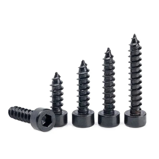 100Pcs /lot 8.8 Level Carbon Steel Hexagon Socket Cup Head Self-tapping Screws M2 M2.6 M3 M3.5 M4 M5 M6 Black Furniture Screw