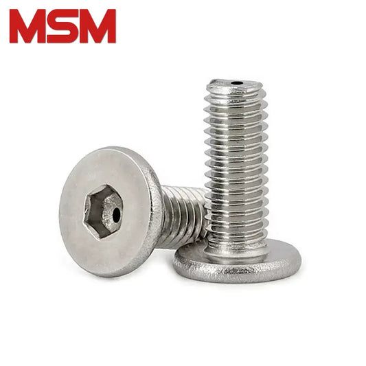 100pcs MSM Thin Flat Head Hollow Screw Through Hole Air Exhaust 304 Stainless Steel Inner Hexagon Hex Socket Bolt M6x6 / M6x12