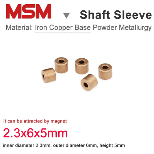 10pcs MSM Shaft Sleeve 2.3mm (2.3x6x5) Porous Bearing Iron Copper Base Powder Metallurgic Guide Sleeve Mini Bearing Oil Bushing