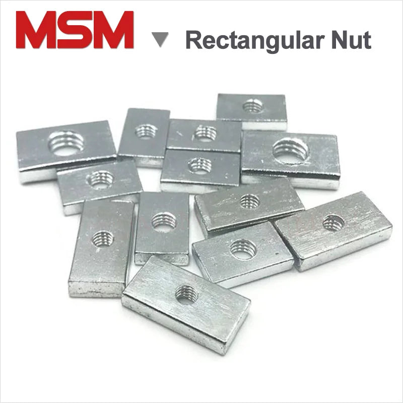Rectangular Threaded Nuts 10pcs Rectangular Nuts M5 Hole 5mm Zinc Plated Carbon Steel Thin Squar ...