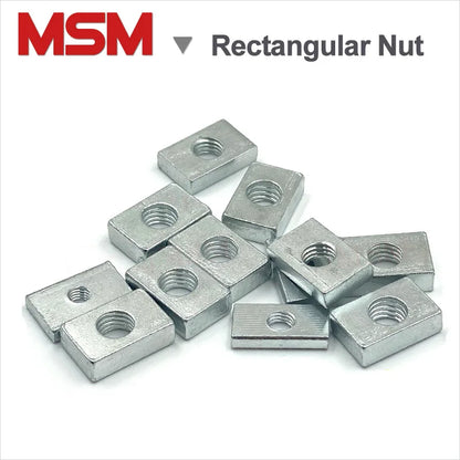 10pcs Rectangular Nuts M5 Hole 5mm Zinc Plated Carbon Steel Thin Square Nut Aluminum Profile Accessory Slider Block Metric mm