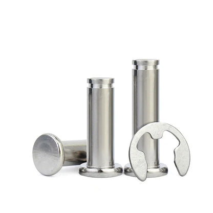 10pcs Stainless Steel Flat Head Pins with Circlip Groove M3 M4 M5 M6 Cylindrical Slotted Positioning Pin and Circlip Clevis Bolt