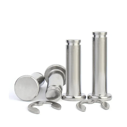 10pcs Stainless Steel Flat Head Pins with Circlip Groove M3 M4 M5 M6 Cylindrical Slotted Positioning Pin and Circlip Clevis Bolt