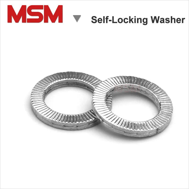 10pcs Stainless Steel Loose-proof Washer Dual Stack Wedge-lock Self-locking Gasket Shock-proof NL3/4/5/6/8/10/12/14/16 DIN25201