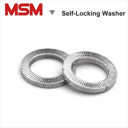 10pcs Stainless Steel Loose-proof Washer Dual Stack Wedge-lock Self-locking Gasket Shock-proof NL3/4/5/6/8/10/12/14/16 DIN25201