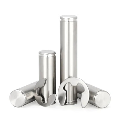 10pcs Stainless Two Head Grooved Shaft Plug with Retaining Ring Cylindrical Double Ends Grooved Pin Shaft with Circlip M8/10/12