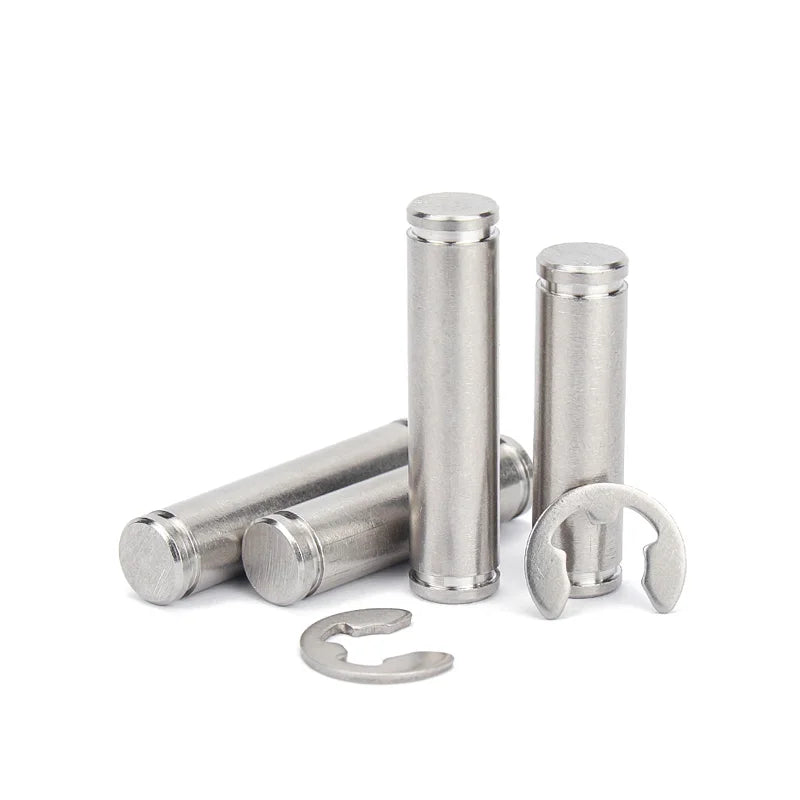 10pcs Stainless Two Head Grooved Shaft Plug with Retaining Ring Cylindrical Double Ends Grooved Pin Shaft with Circlip M8/10/12