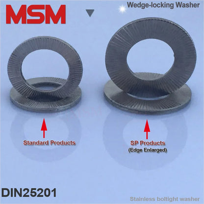 2~10pcs/lot Stainless SP series Wedge-Locking Safety Washer Edge Enlarged Self Locking Vibration Proof Gasket
