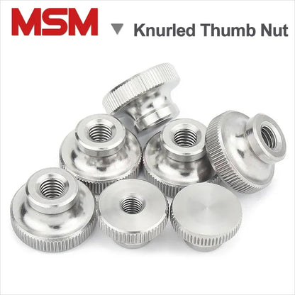 2/5/10 PCS M3 M4 M5 M6 M8 M10 M12 High Head Knurled Thumb Nut Stainless Steel Knurled Nut With Collar Blind/Through Hole