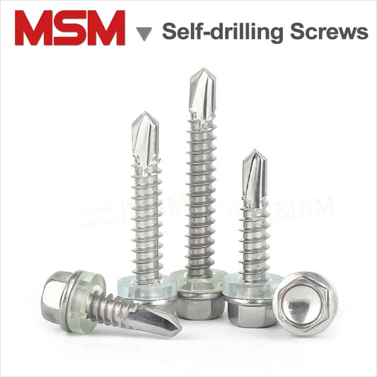 20/10 Pcs 316 Stainless Steel External Hexagon Self-drilling Screws With Self Tapping Thread For Color Steel Roof Tile M4.2 M4.8