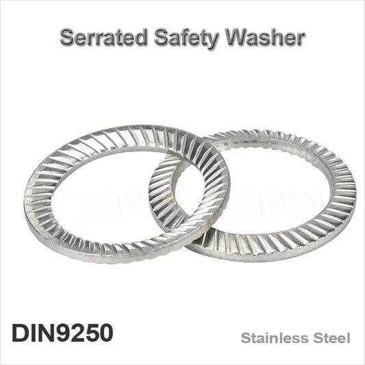 20/100/300PCS DIN9250 Stainless Steel Locking Washer Printing Oblique Serrated Safety Washers M2 M3 M4 M6 M8 M10 M12 M14 M16 M20