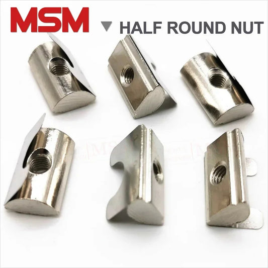 20/50/100PCS Zinc Plated Half Round Nut With Spring Sheet For Aluminium Extrusion Profile of 30/40/45 Series Press In Nuts