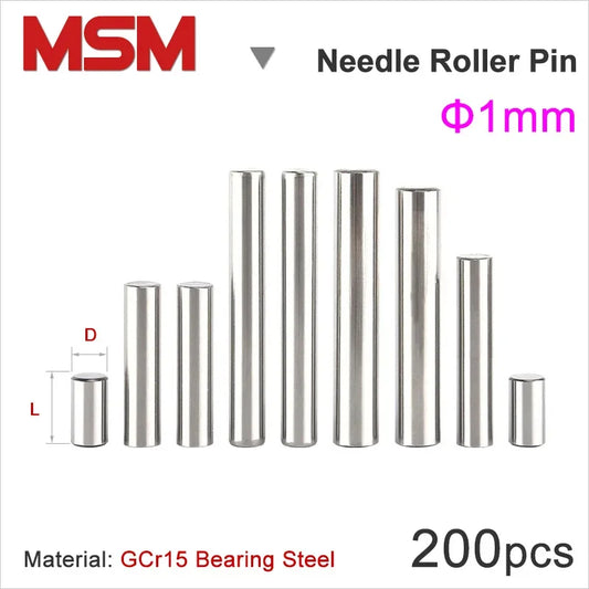 200pcs Diameter 1mm Needle Pins Roller GCr15 Bearing Steel Parallel Cylindrical Pin Locating Dowel Length 3~20mm