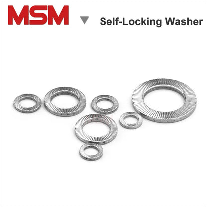 20pcs Stainless Steel Self-locking Washer NL4/5/6/8/10/12/14/16/18/20/22/24/27/30/33/36 DIN25201 Twofold Anti-slide Shock-proof