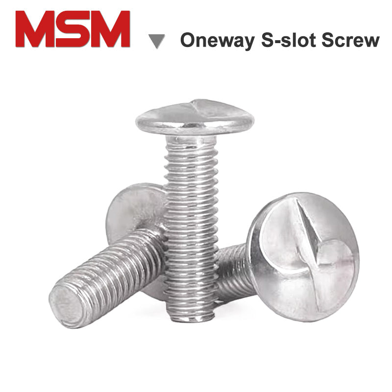 Stainless steel pan head one way S-slot screws