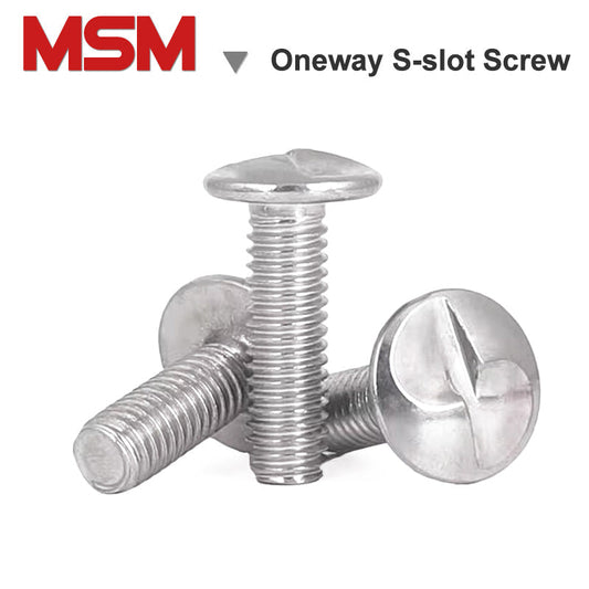 Stainless steel pan head one way S-slot screws