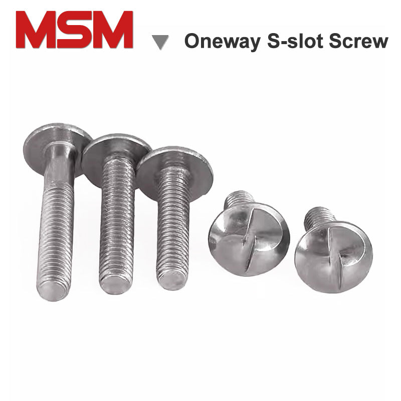 Stainless steel pan head one way S-slot screws