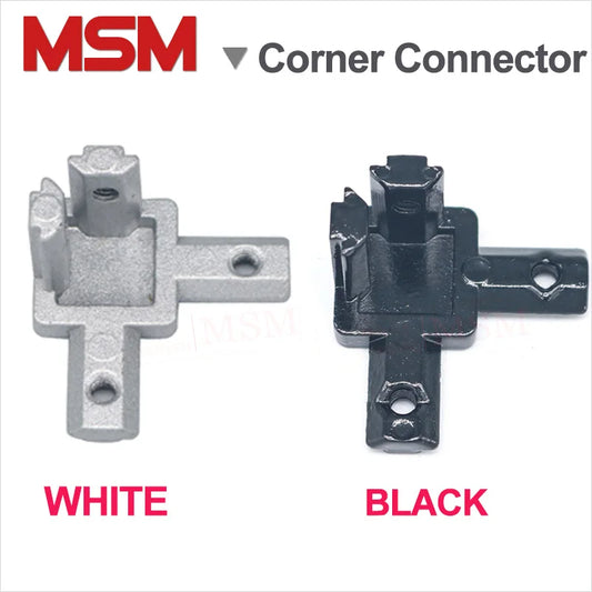 2PCS L Type White/Black 3-Dimensional Bracket 3-Way Conner Connector For EU Standard Aluminium Profile 2020/3030/4040 With Screw