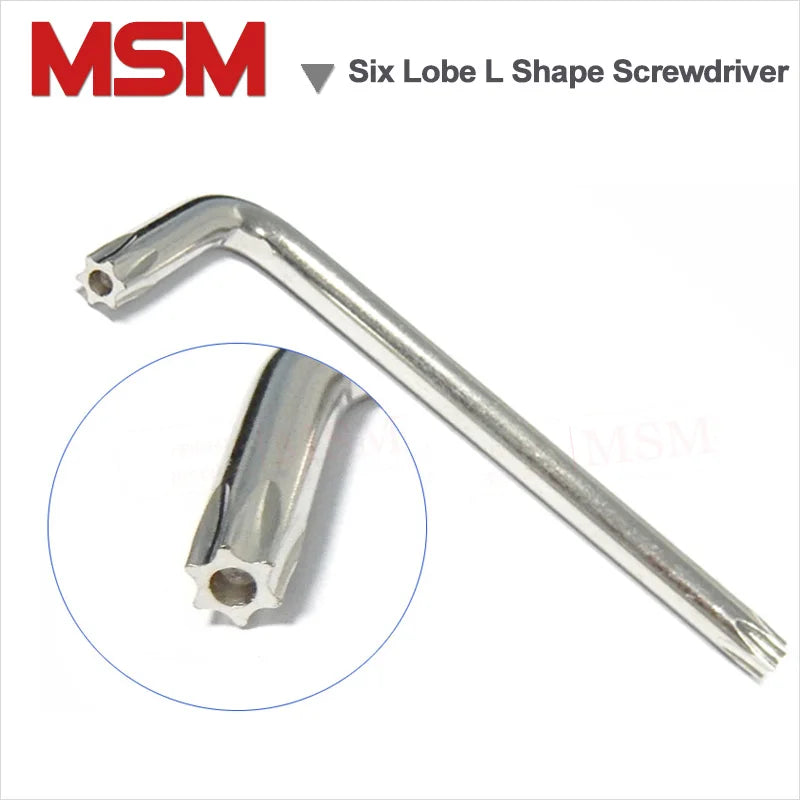 2PCS Six Lobe Torx Head L Shape Screwdriver With Hole For Anti-theft Security Screw Tamper Proof Bolt Use Driver Wrench T10~T50