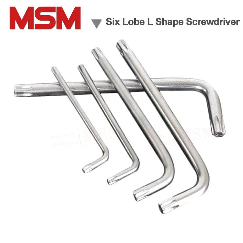 2PCS Six Lobe Torx Head L Shape Screwdriver With Hole For Anti-theft Security Screw Tamper Proof Bolt Use Driver Wrench T10~T50