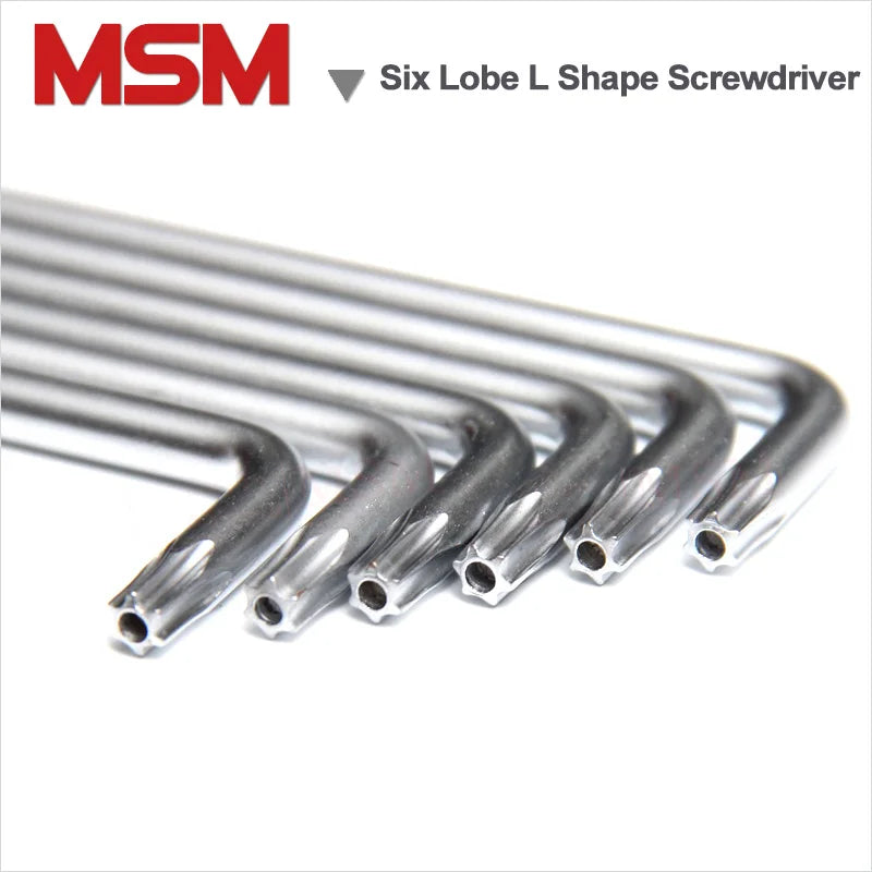 2PCS Six Lobe Torx Head L Shape Screwdriver With Hole For Anti-theft Security Screw Tamper Proof Bolt Use Driver Wrench T10~T50