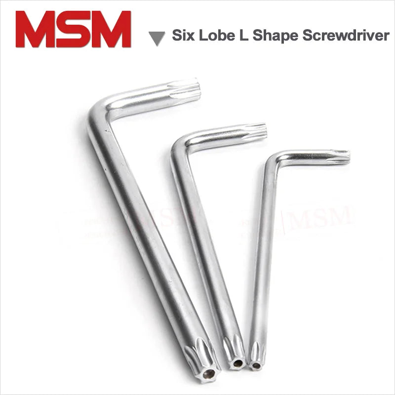 2PCS Six Lobe Torx Head L Shape Screwdriver With Hole For Anti-theft Security Screw Tamper Proof Bolt Use Driver Wrench T10~T50