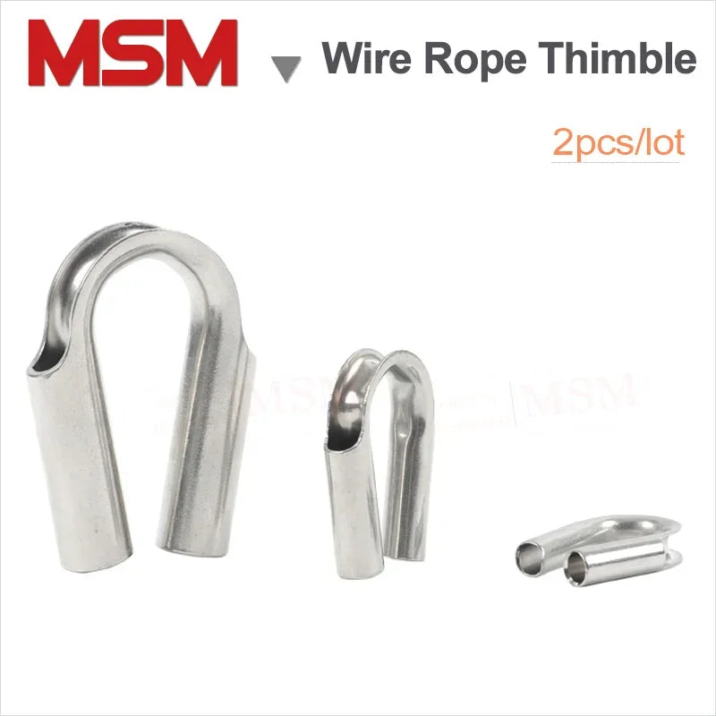 2Pcs Stainless Steel Tube-type Wire Rope Thimble M6/8/10/12/16/18/20/22 Tubular Heavy Duty Rigging Cable Thimble Winch Robe