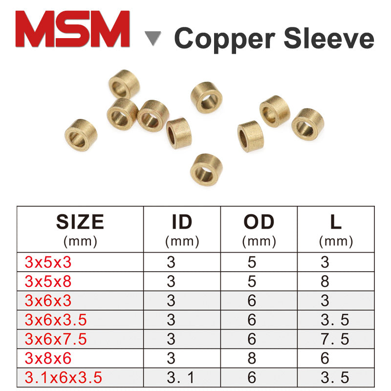 MSM Copper Sleeves ID 3mm 3.1mm Porous Bearings Tin Bronze – MSM Store