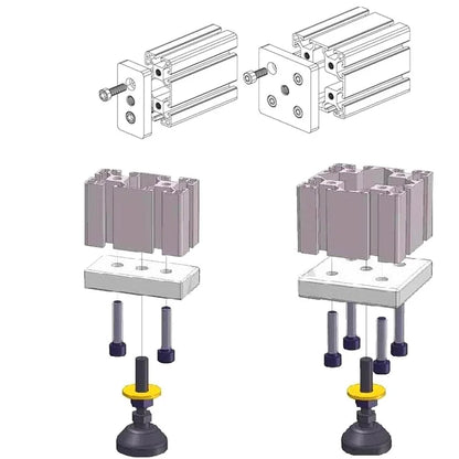 4pcs Aluminum Profile End Connection Plate 3060 4080 6060 8080 Adjusting Caster Cup Foot Support Plate A Hollow/B Solid Styles