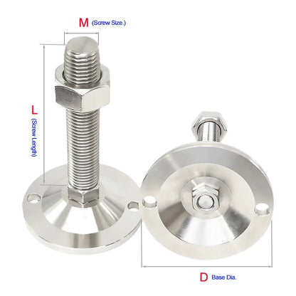 4pcs Heavy Duty Foot Cup 304 Stainless Steel Adjustable Leg Balance Support Swivel Base Screw Foot Pad for Machines Funitures