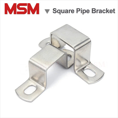 5/2 Pcs Stainless Steel Square Retangular M-Shaped Horseback Pipe Bracket Pipe Saddle Clamp/Buckle For Square Pipe Fixture