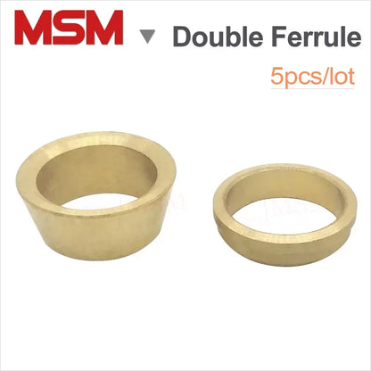 5 PCS  Copper Double Ferrule For Compression Union Connector 3/4/6/8/10/12/14/16/18/20/22mm Compression Brass Sleeve Ferrule