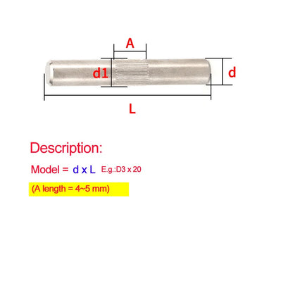 50pcs Middle Knurled Pins M2 2.5 3 4 5 6 Hinge Link Rods Pins Knurled Dowel Pins Locating Shaft Parallel Pin Toy Connecting Rod