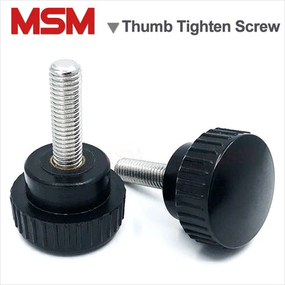 5Pcs Round Head Hand Tighten Screw Round Knurled Rubber Thumb Screw Plastic Tighten Bolt M4 M5 With Stainless Steel Rod