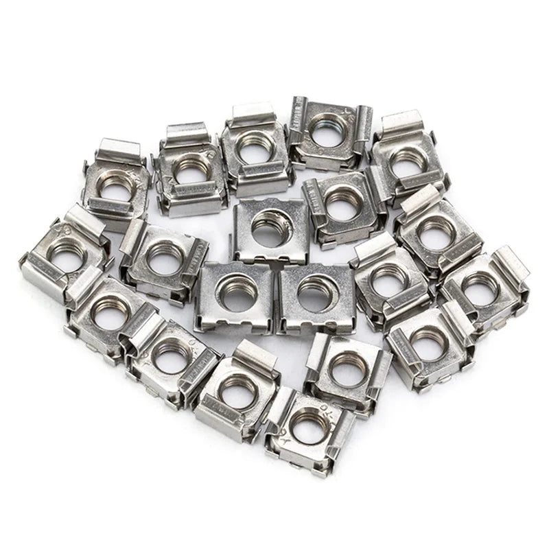 5pcs M4 M5 M6 M8 Square Clip Floating Cage Nut 304 Stainless Steel Cassette Elastic Enclosure Nuts for Server Cabinet Shelf Rack