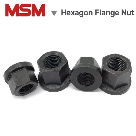6/2Pcs A3/Carbon Steel/Quenched/Harden Hexagon Flange Nuts With Pad M8/10/12/14/16/18/20/22/24/27/30/36 Pressure Plate Nut 10.9