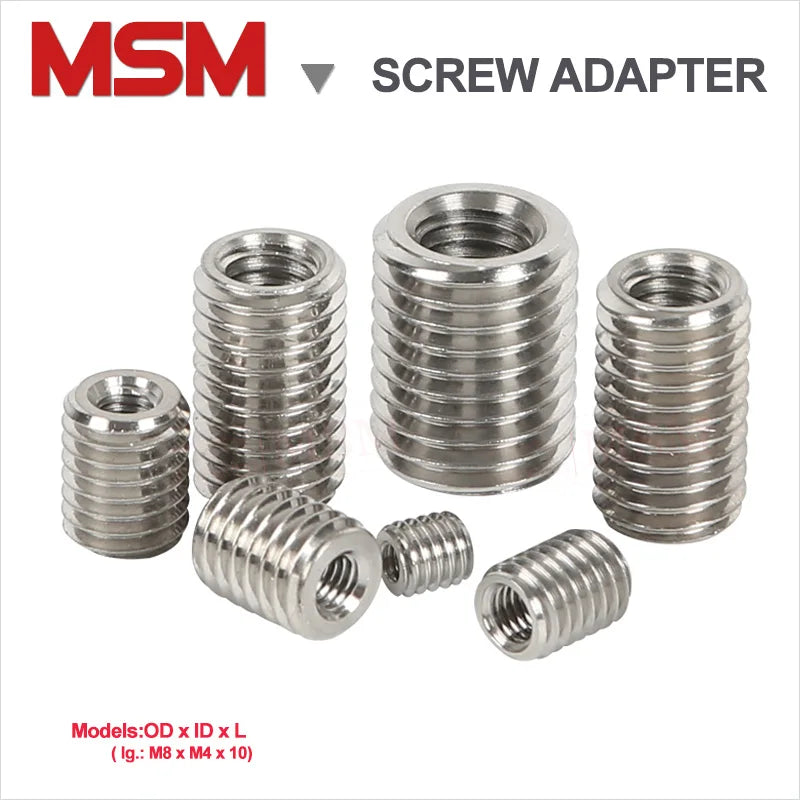 6PCS Stainless Steel Inner Outer Thread Adapter Screw Conversion Nut Internal And External Screw Adapting Nut M4 M5 M6 M8 M10