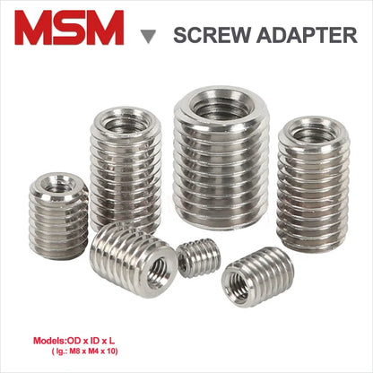 6PCS Stainless Steel Inner Outer Thread Adapter Screw Conversion Nut Internal And External Screw Adapting Nut M4 M5 M6 M8 M10