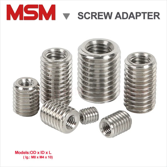 6PCS Stainless Steel Inner Outer Thread Adapter Screw Conversion Nut Internal And External Screw Adapting Nut M4 M5 M6 M8 M10