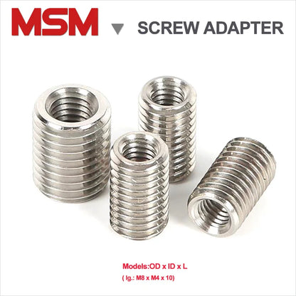 6PCS Stainless Steel Inner Outer Thread Adapter Screw Conversion Nut Internal And External Screw Adapting Nut M4 M5 M6 M8 M10