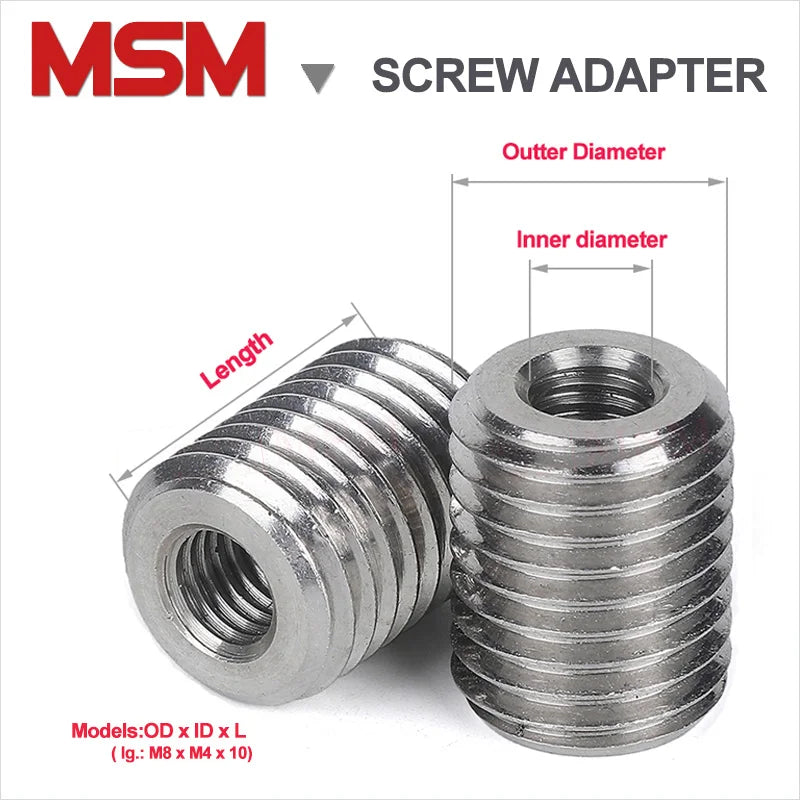 6PCS Stainless Steel Inner Outer Thread Adapter Screw Conversion Nut I ...