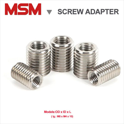 6PCS Stainless Steel Inner Outer Thread Adapter Screw Conversion Nut Internal And External Screw Adapting Nut M4 M5 M6 M8 M10